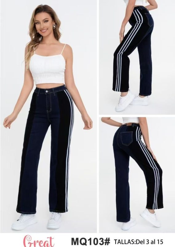 Jeans con bandas laterales-MQ103