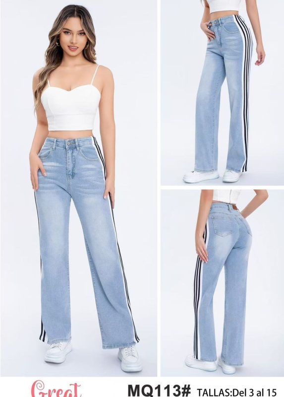 Jeans con franja lateral-MQ113