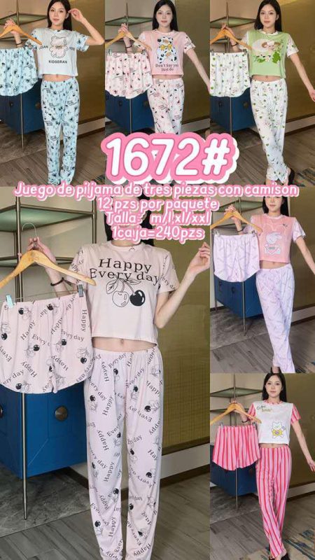 Juego de pijama de tres piezas-1672
