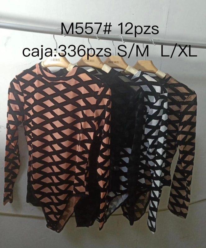 Body con estampado geométrico manga larga-M557#