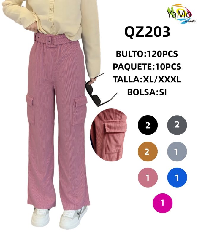 Pantalon cargo acanalado con cinturòn-0-QZ203