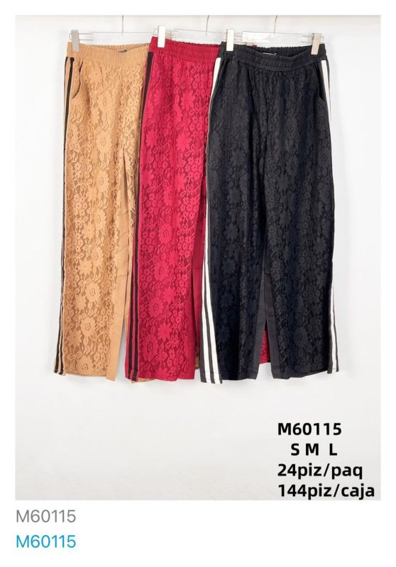 Pantalón de encaje con rayas laterales-M60115
