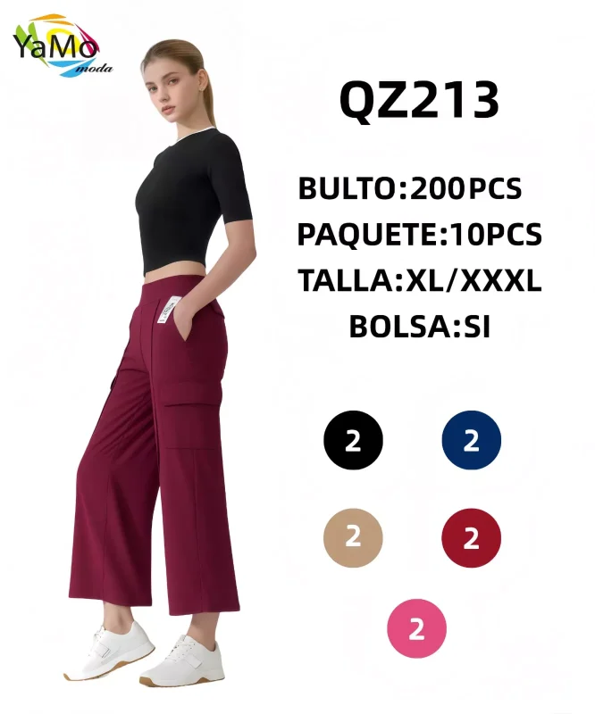Pantalón de mujer con bolsillos-QZ213
