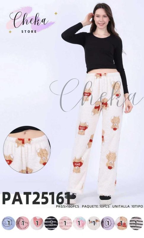 Pantalón de pijama de peluche con ositos-PAT2516