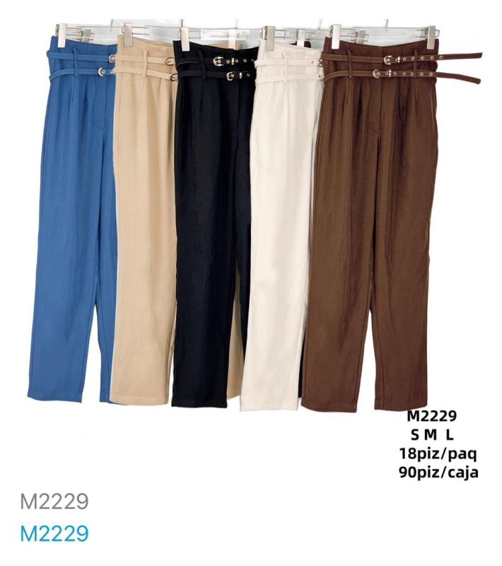 Pantalón de vestir con cinturón-M2229
