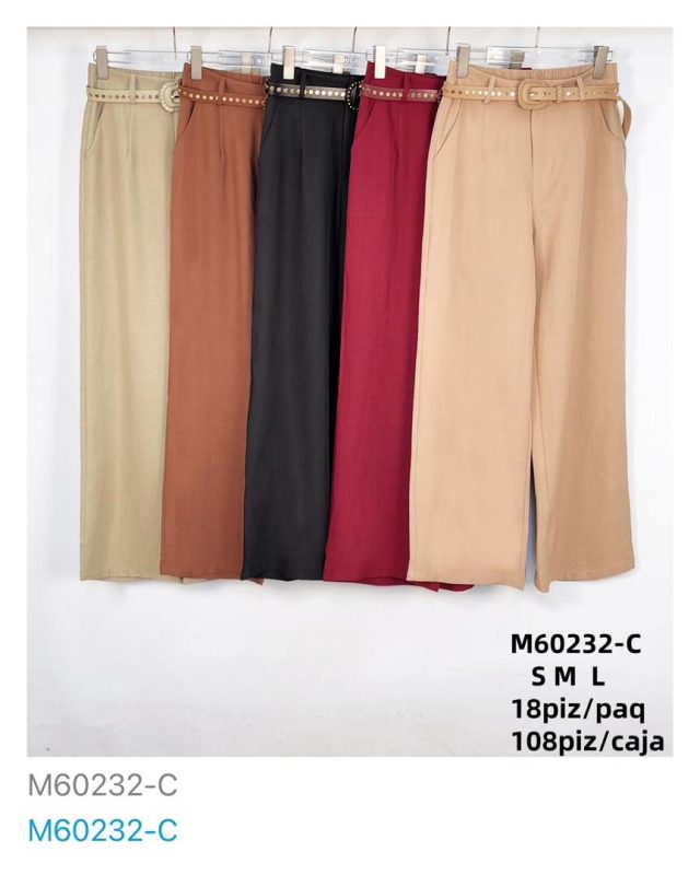 Pantalón de vestir con cinturón-M60232-C