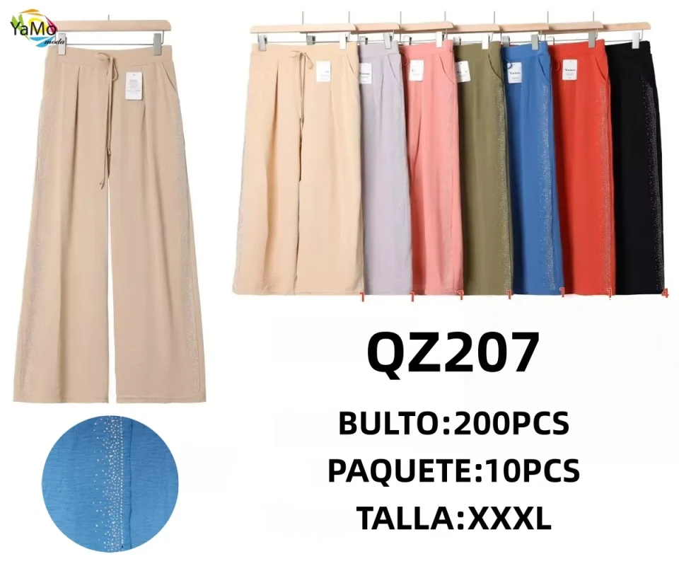 Pantalón palazzo con brillo-QZ207