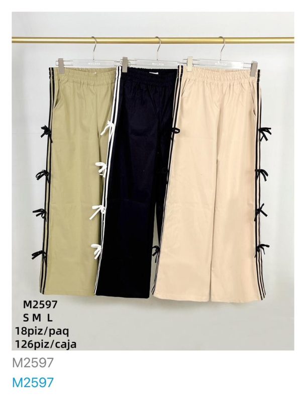 Pantalón Palazzo con cintas laterales-M2597