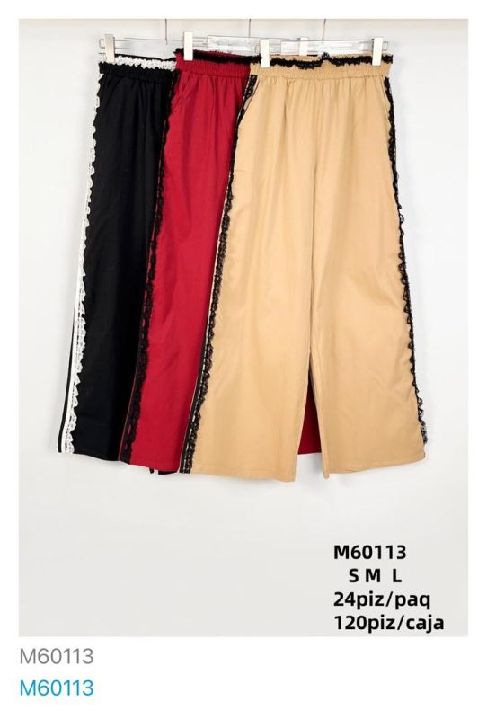 Pantalón Palazzo con encaje-M60113