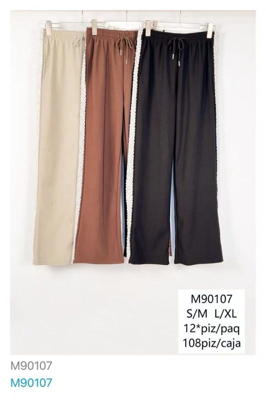 Pantalón palazzo con encaje-M90107