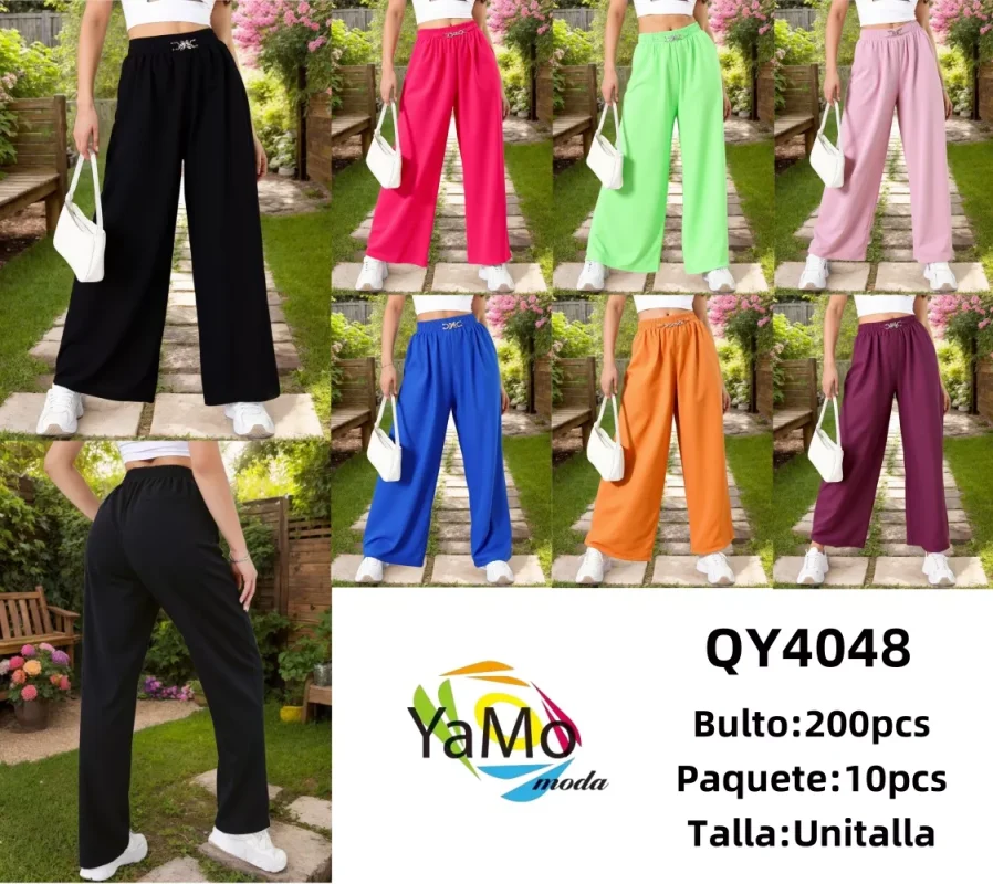 Pantalón Palazzo de Mujer con Cinturón de Cadena-QY4048