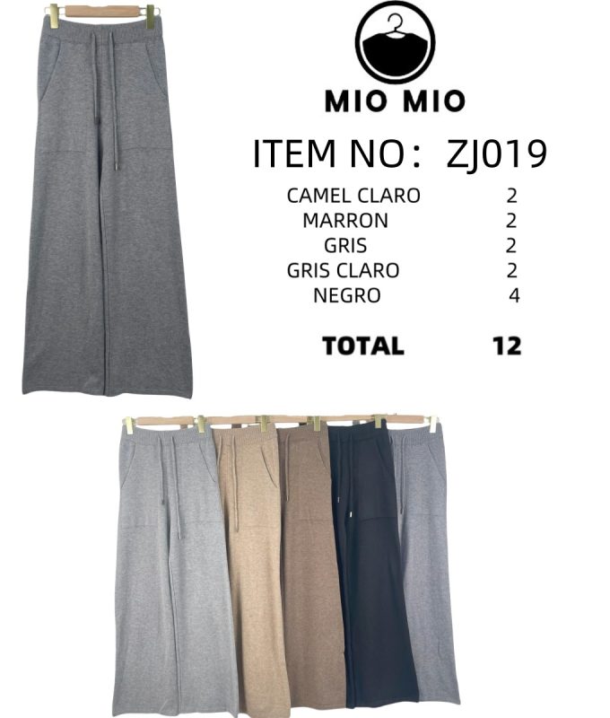 Pantalones de pierna ancha con cordón-ZJ019