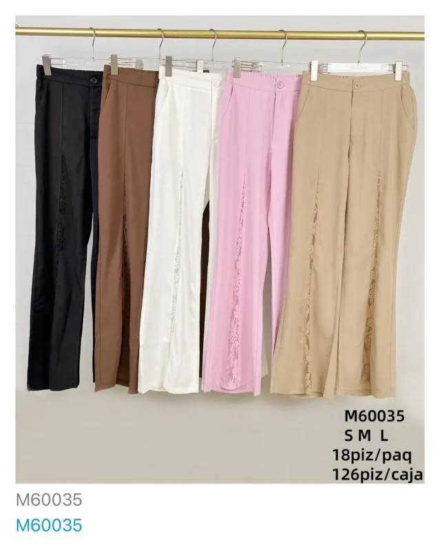 Pantalones de vestir con encaje lateral-M60035