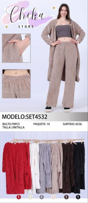 Pijama Afelpada con Bata-SET4532