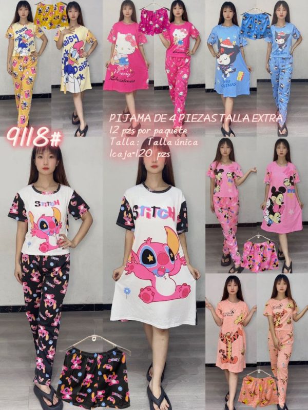 Pijama de 4 piezas talla extra-9118