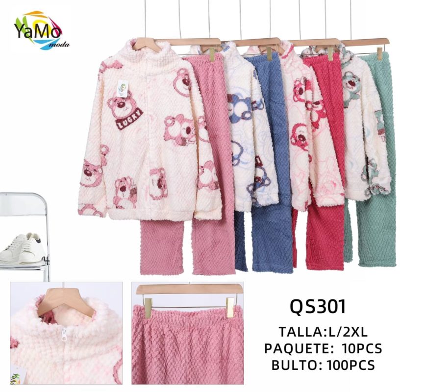 Pijama de dos piezas con estampado de osos-QS301