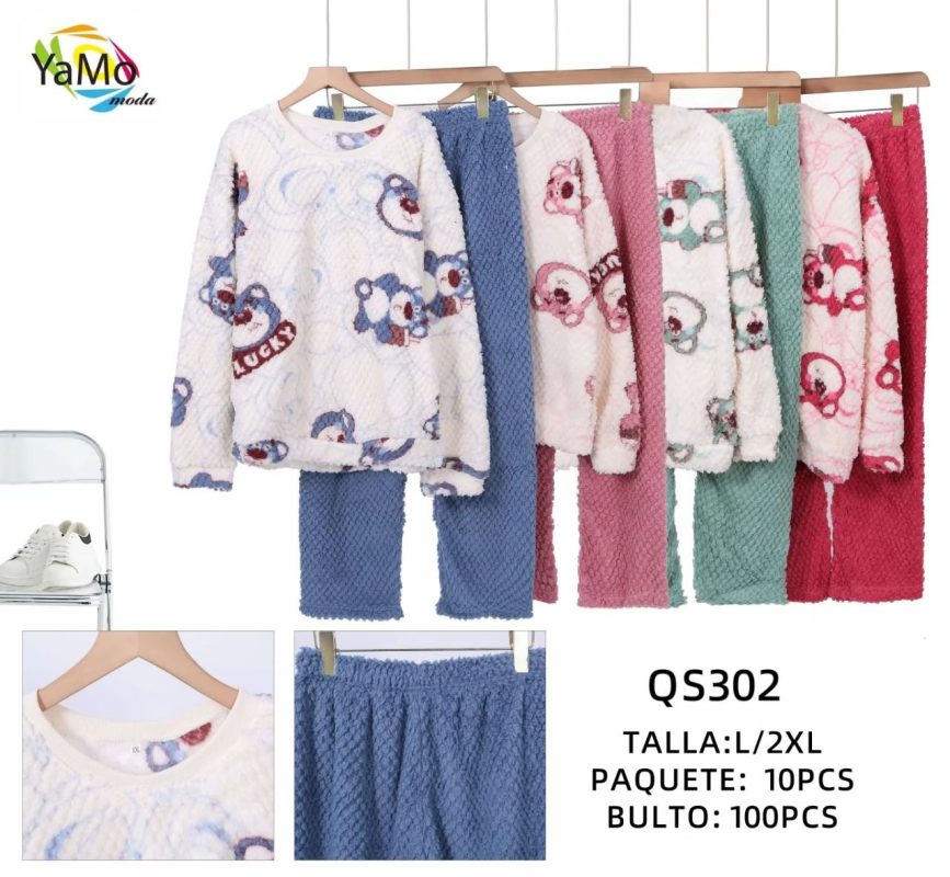 Pijama de felpa con ositos-QS302