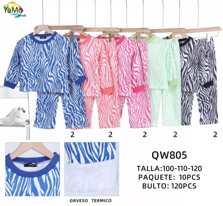Pijama infantil con estampado de cebra-QW805