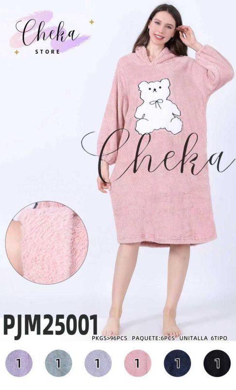 Pijama tipo bata con oso-PJM25001