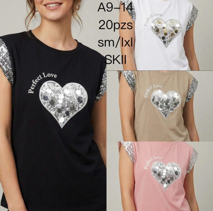 Playera con corazón y lentejuelas-A9-14