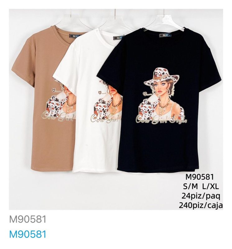 Playera con diseño Cow Girl-M90581