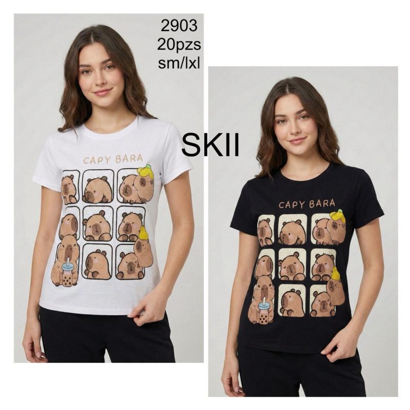 Playera con diseño de capibaras-2903