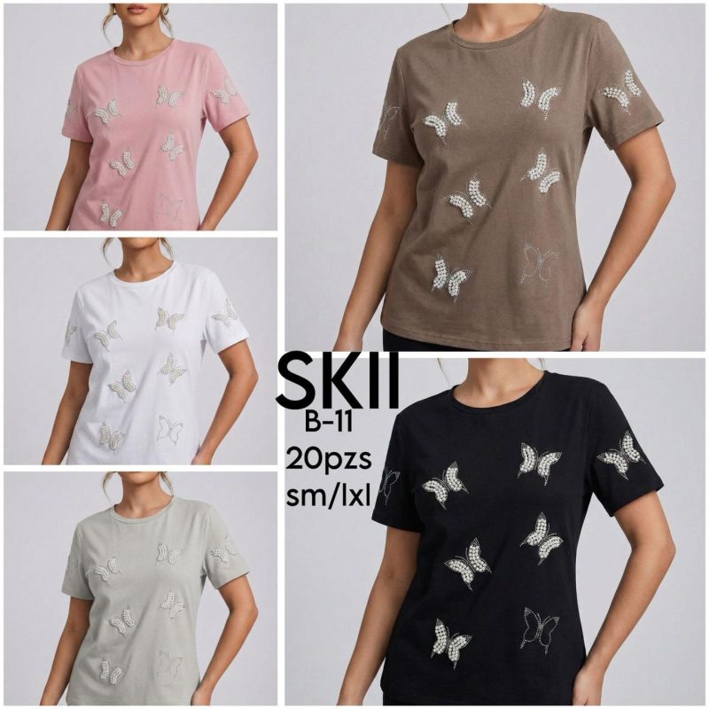 Playera con diseño de mariposas-B-11