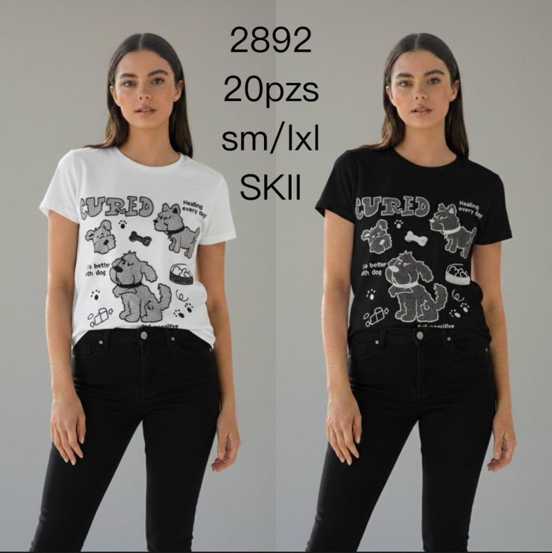 Playera con diseño de perros-2892