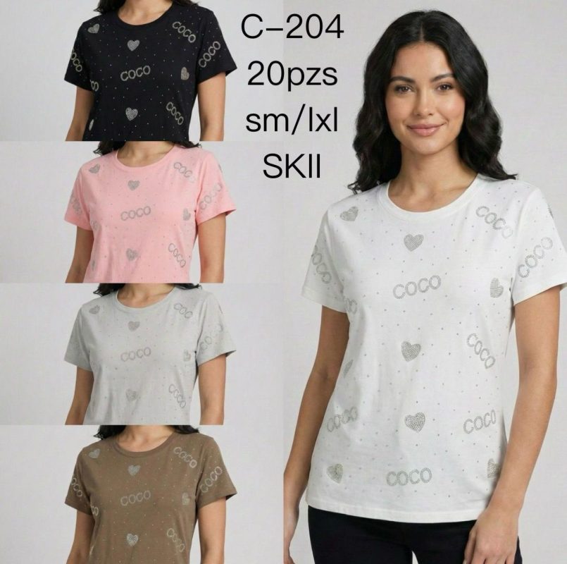 Playera con estampado corazones-C-204