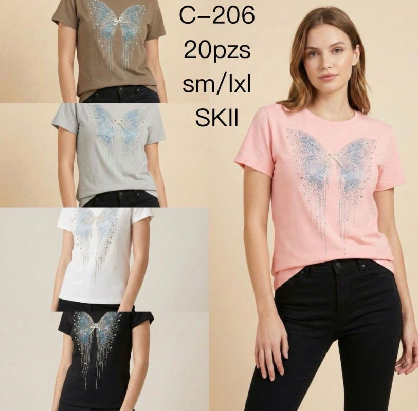 Playera con estampado de mariposa-C-206