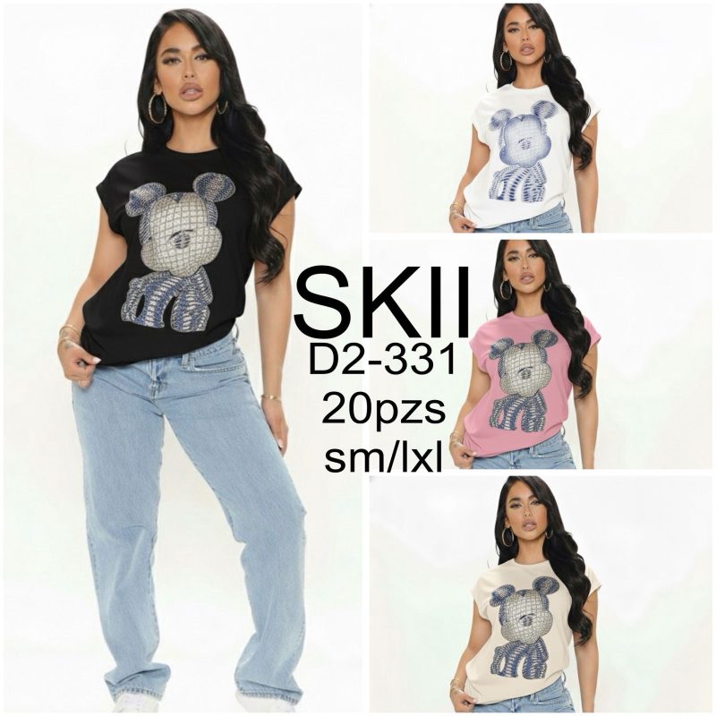 Playera con estampado de oso-D2-331