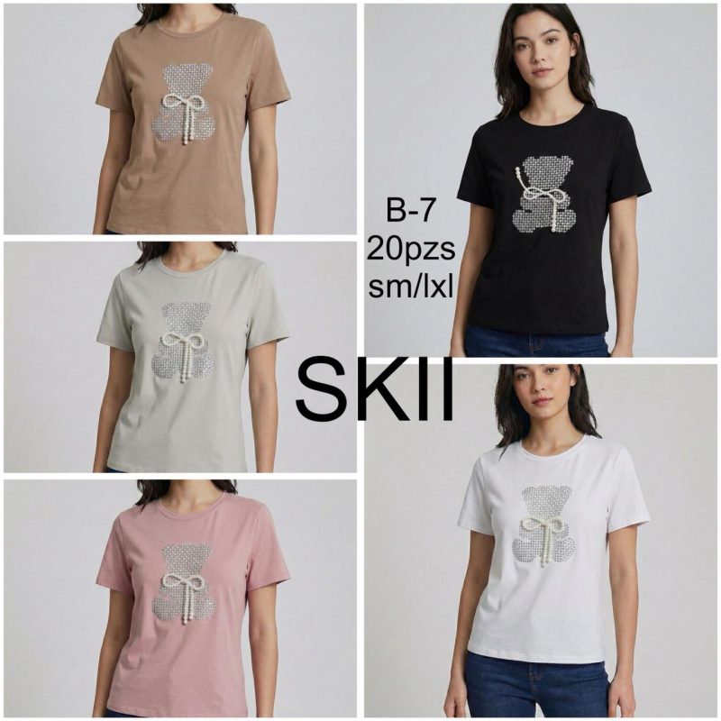 Playera con estampado de oso-B-7