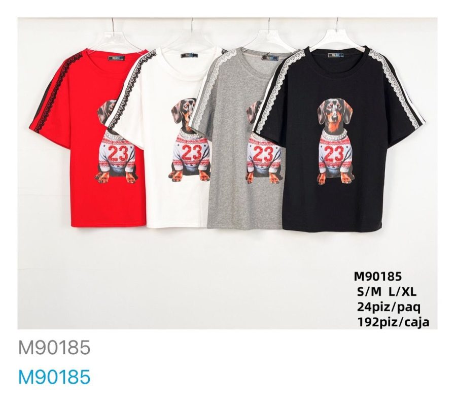 Playera con estampado de perro-M90185