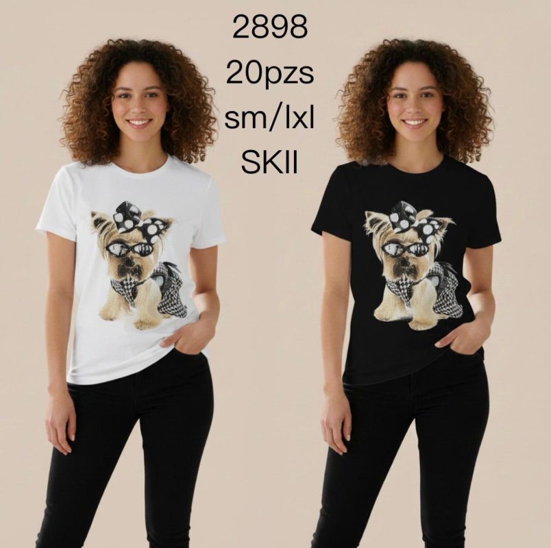 Playera con estampado de perro-2898