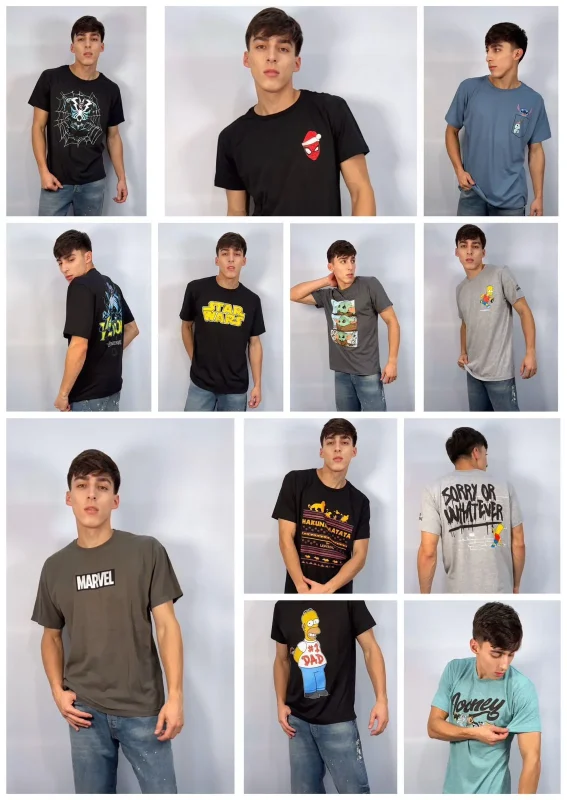 Playera con estampados de caricaturas y personajes-RIB Caballero