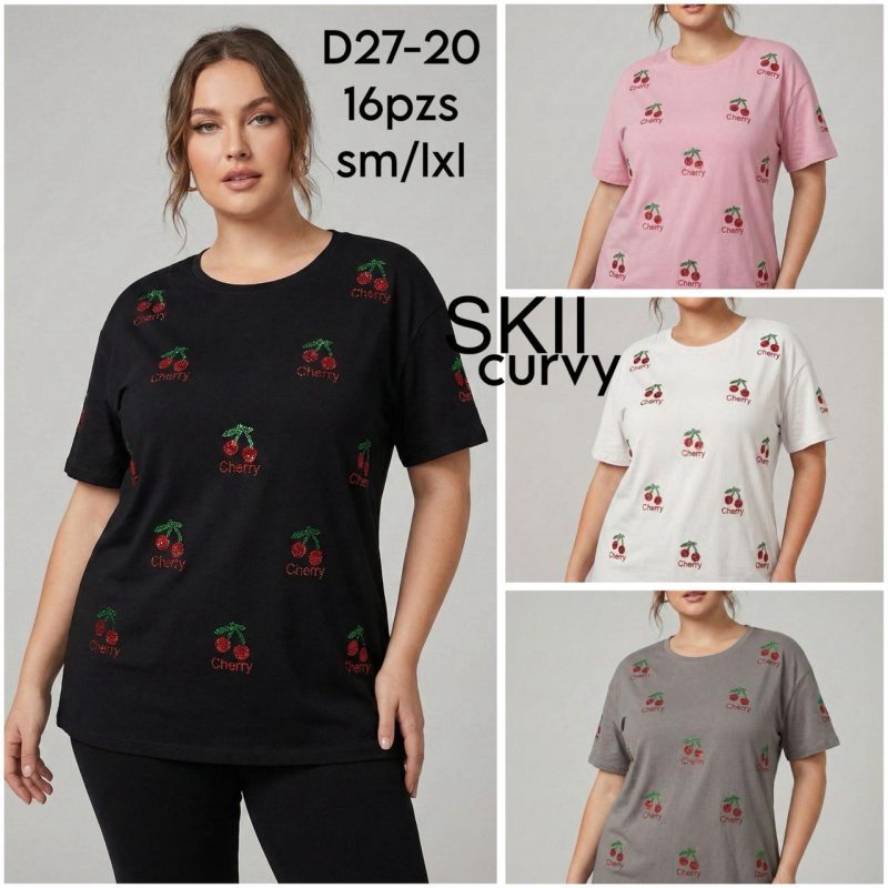 Playera estampada de cerezas-D27-20