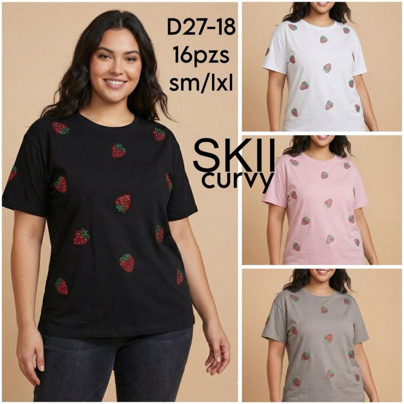 Playera Estampado de Fresas-D27-18