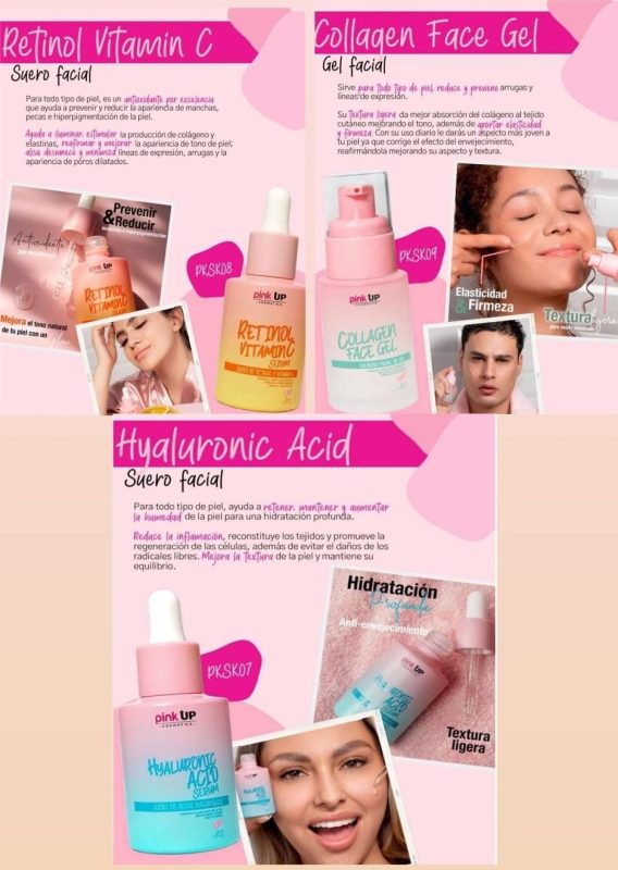 Set de sueros faciales Pink Up Retinol, Vitamina C y Ácido Hialurónico-PKSK08-79