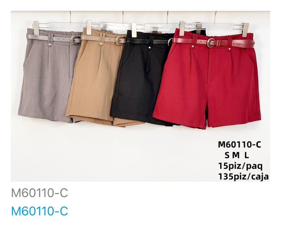 Shorts con cinturón-M60110-C