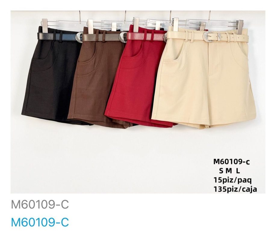 Shorts con cinturón-M60109-C