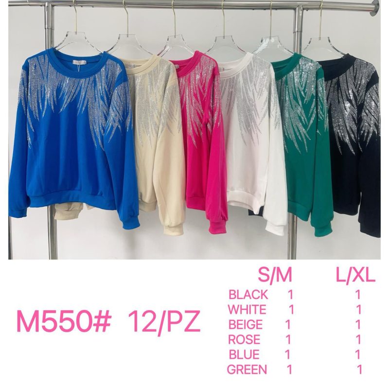 Sudadera con apliques brillantes-M-550