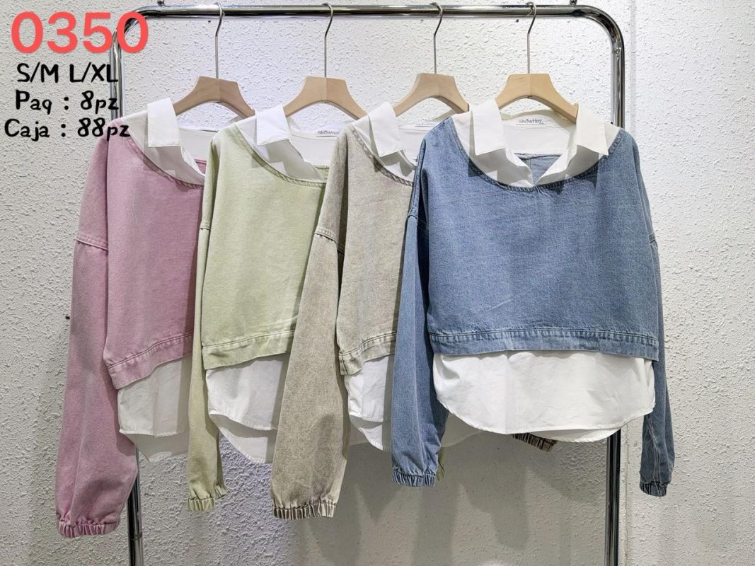 Sudadera con camisa combinada-0350