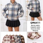 Sudadera con capucha a cuadros-QM6411 - 1