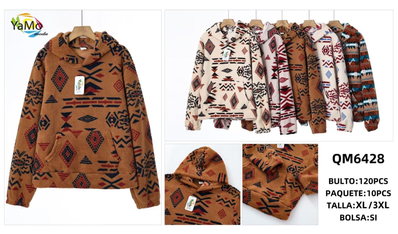 Sudadera con capucha con diseño tribal-QM6428