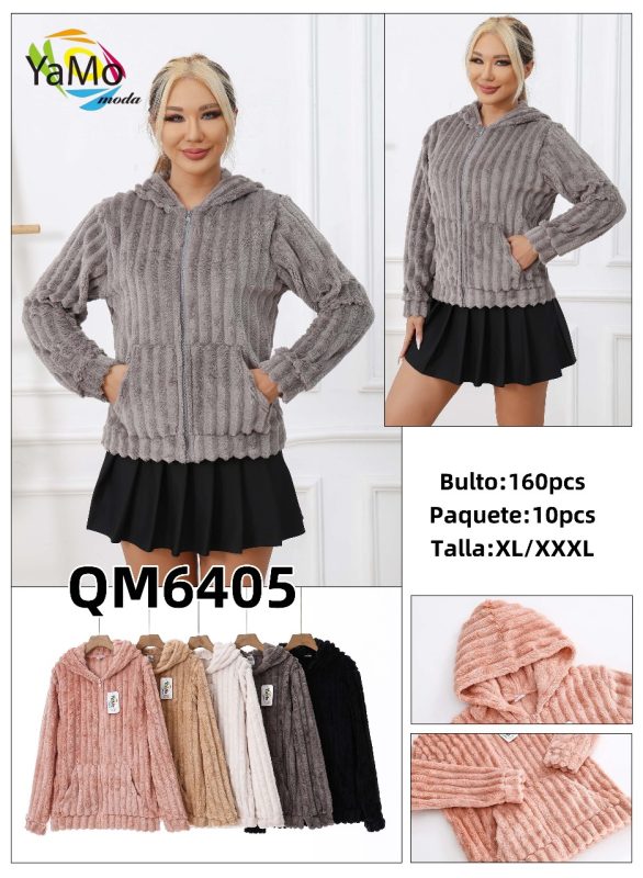 Sudadera con capucha de felpa-QM6405