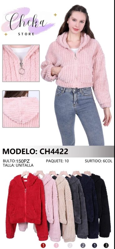Sudadera con capucha de peluche para mujer-CH4422