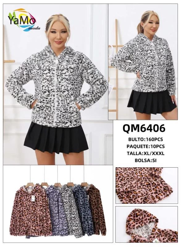 Sudadera con capucha estampado animal print-QM6406