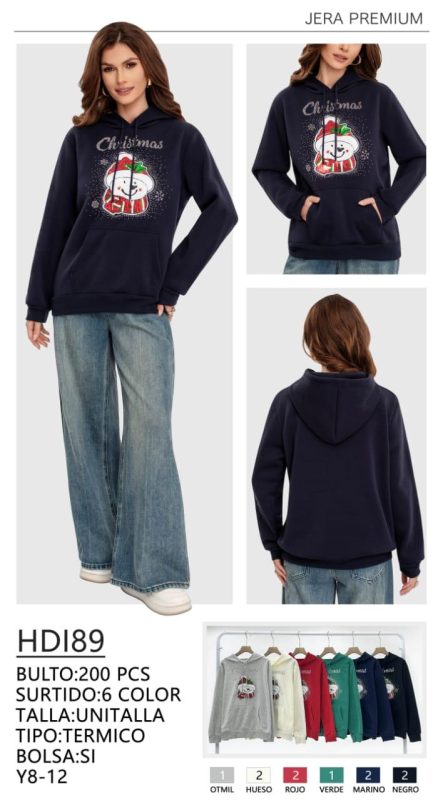 Sudadera con capucha estampado navideño-HDI89