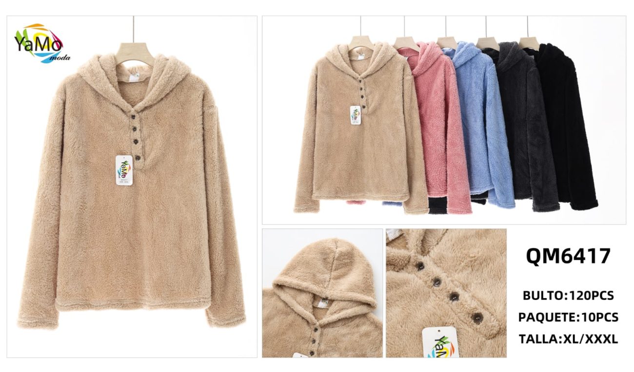 Sudadera con capucha y botones-QM6417