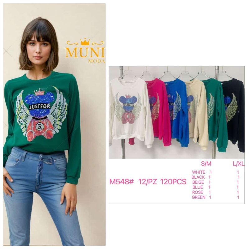 Sudadera con diseño de oso con alas-M-548